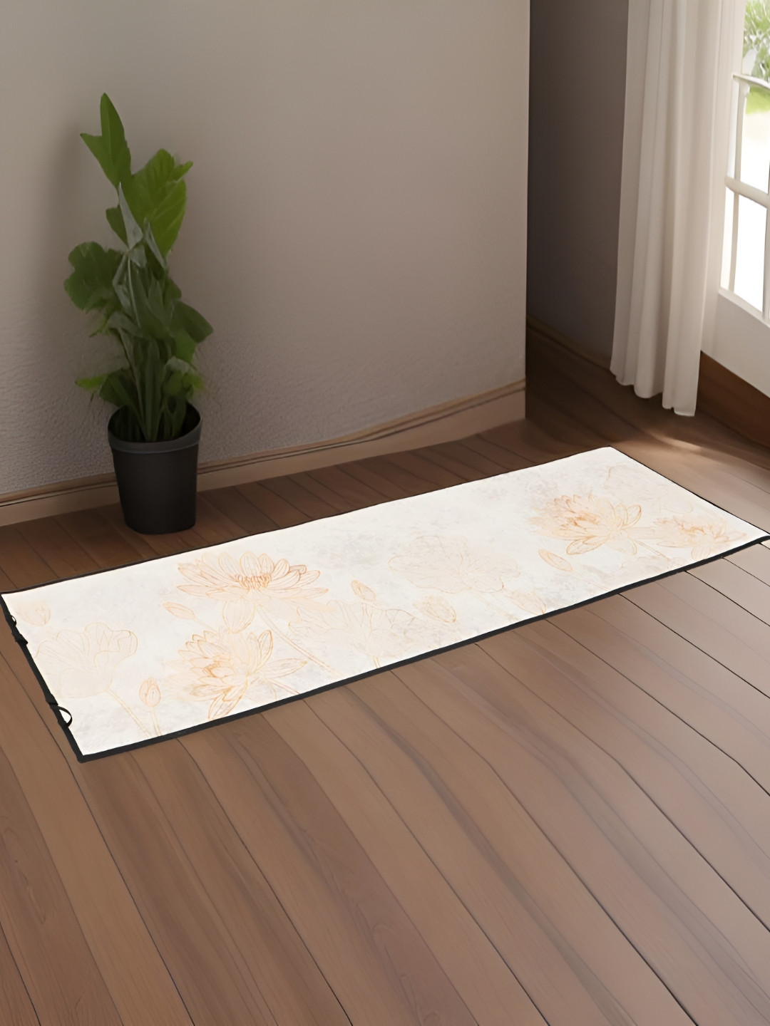 BELLA TRUE White & Brown Releaf Printed Yoga Mat With Carry Strap