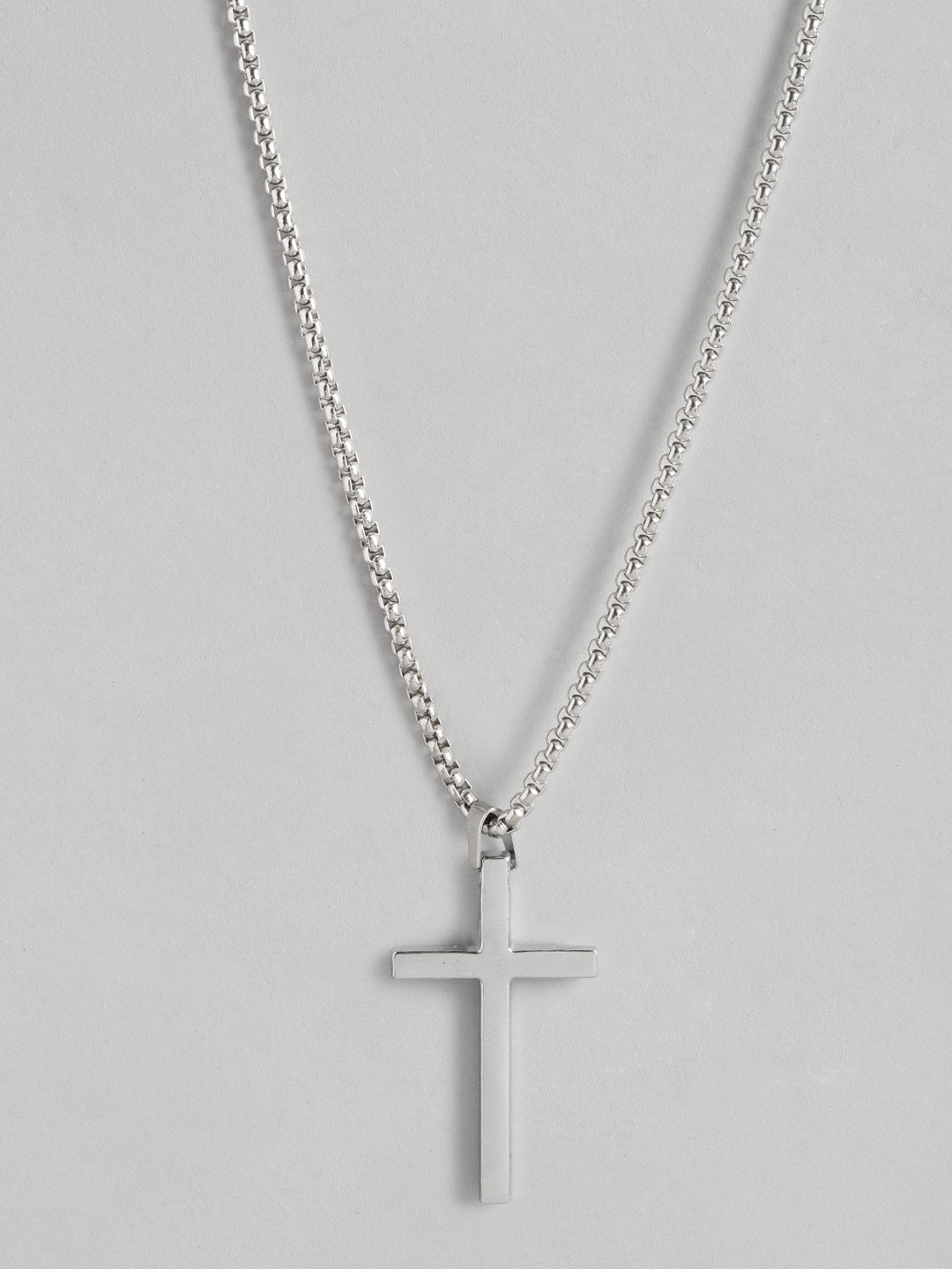 PARIS HAMILTON  Unisex Silver Toned Cross Pendant with Chain