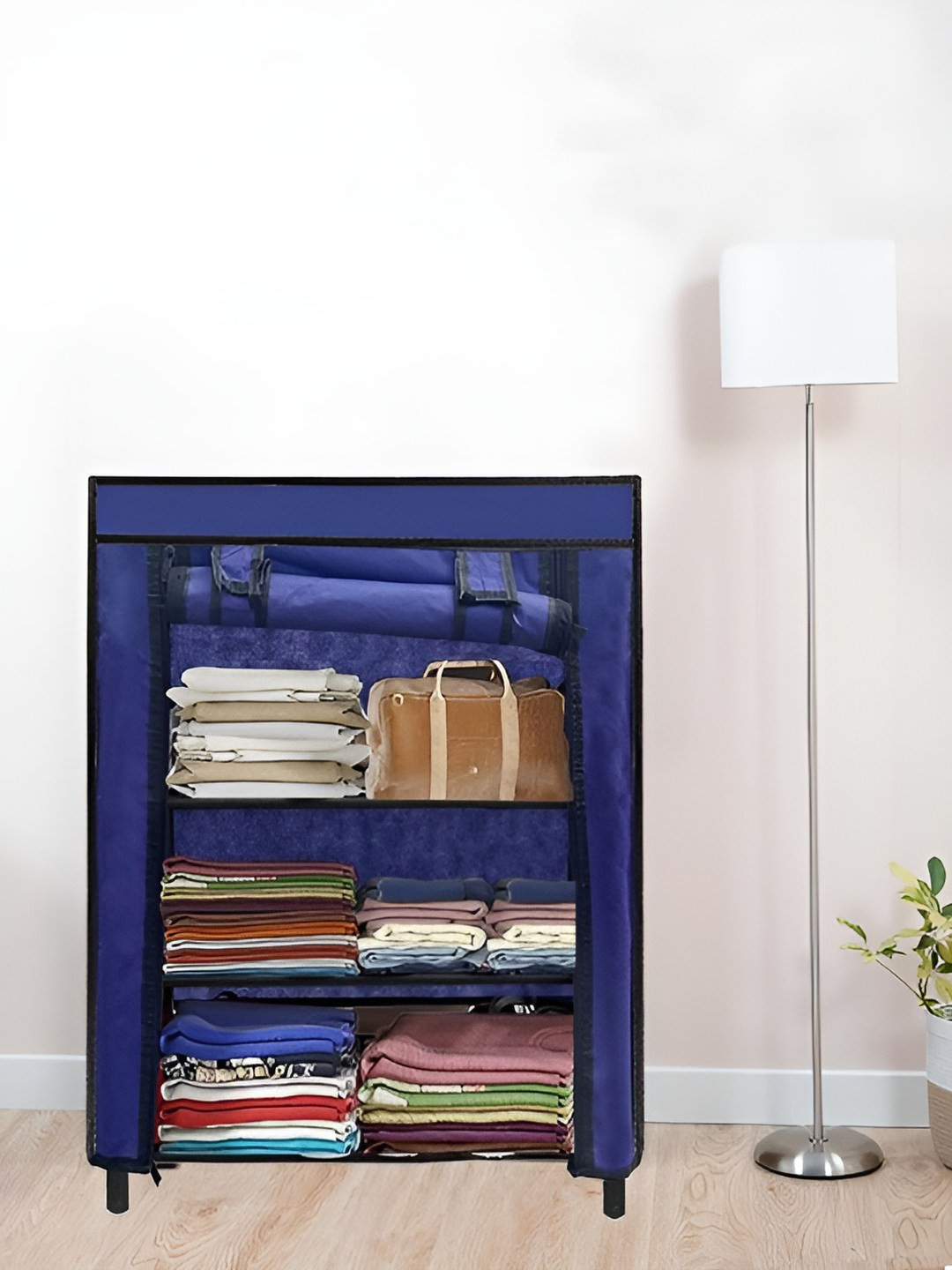 Urban Choice Blue & Black 4 Layer Stainless Steel Collapsible Shoe Stand