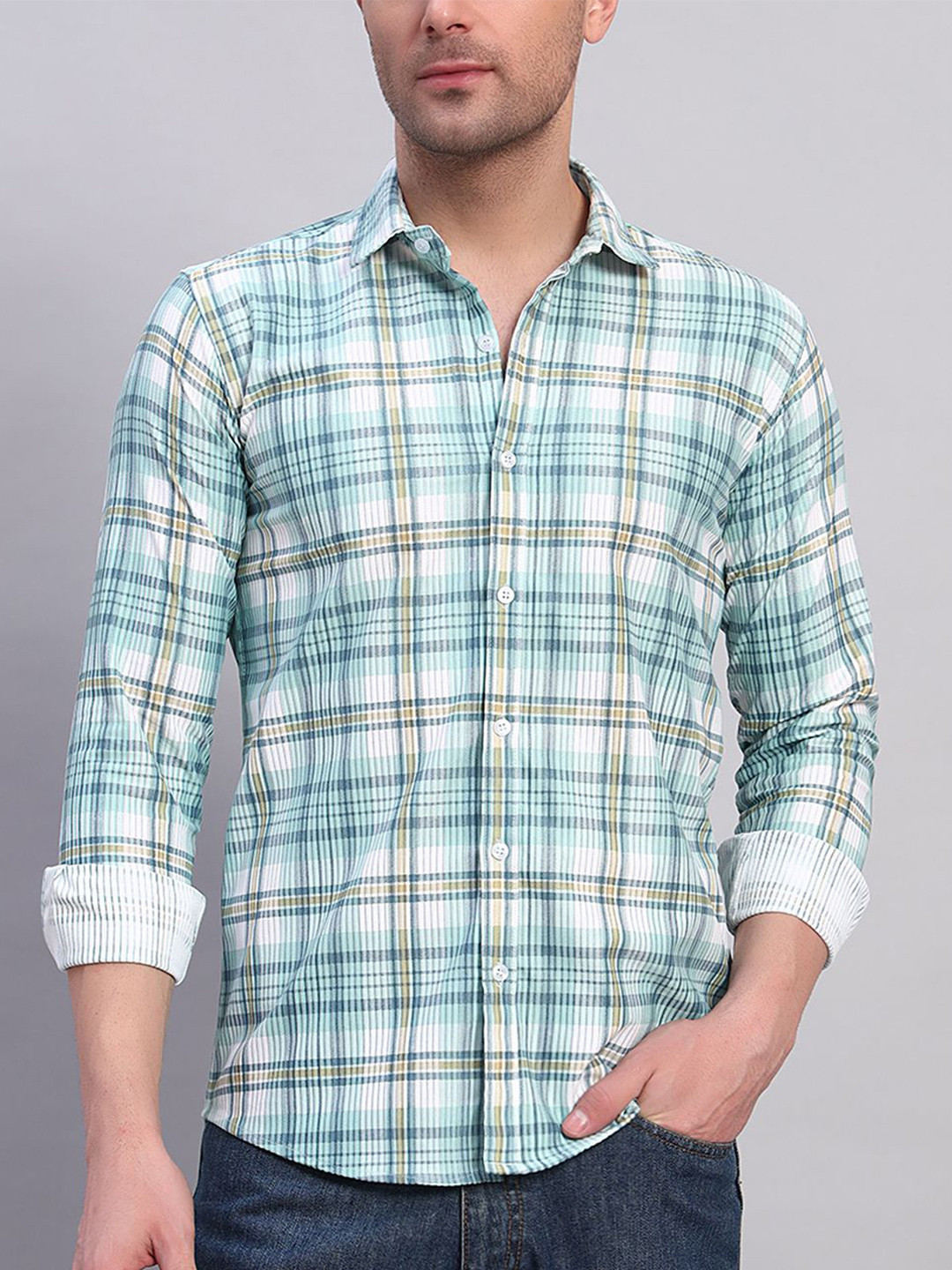 YOUTH FIRST Men Premium Tartan Checks Opaque Checked Casual Shirt