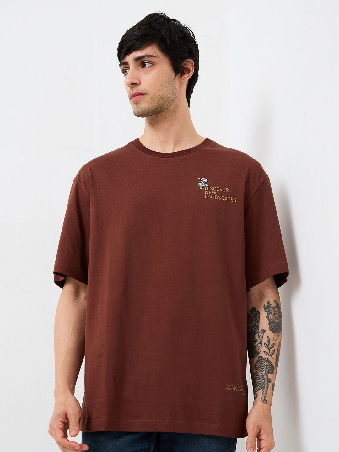 SPYKAR Men Graphic Printed Round Neck Cotton Relaxed Fit T-shirt