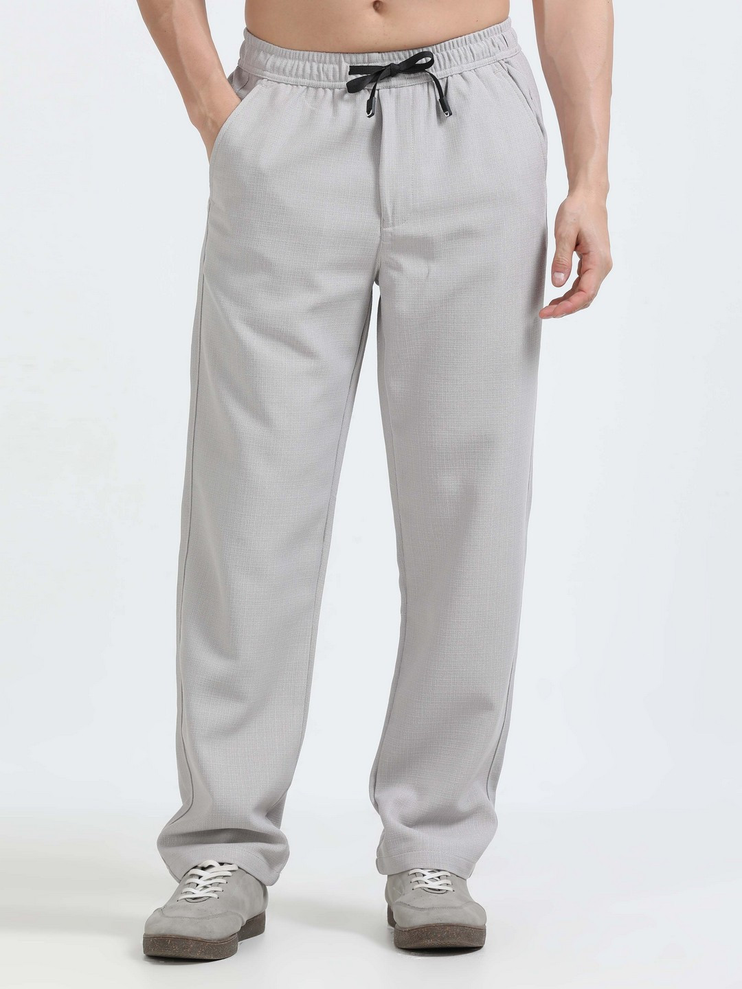 NEVER NEUD Men Relaxed Fit Lazy Linen Traveller Trousers