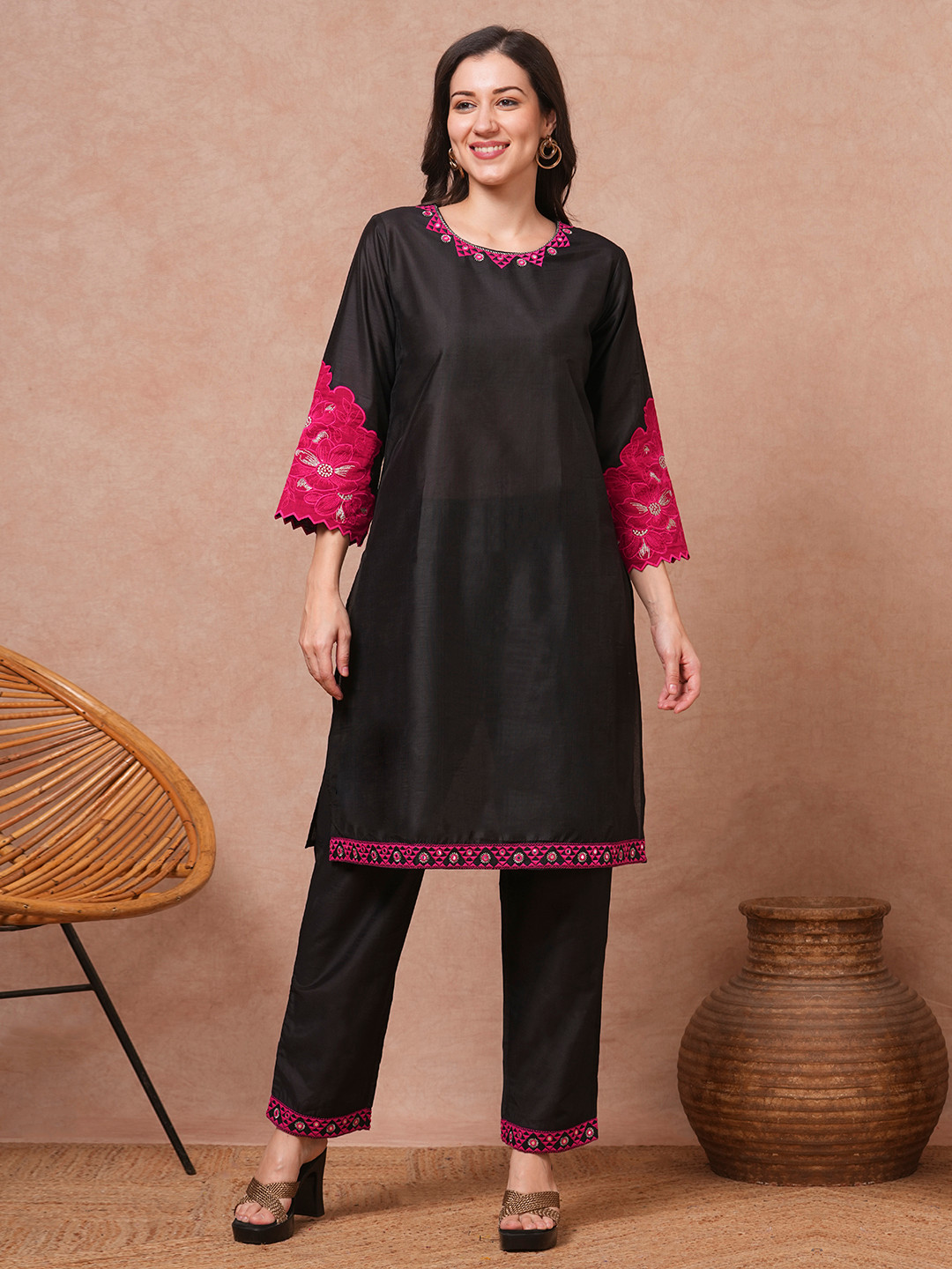 Charukriti Floral Patchwork Embroidered Co-ords