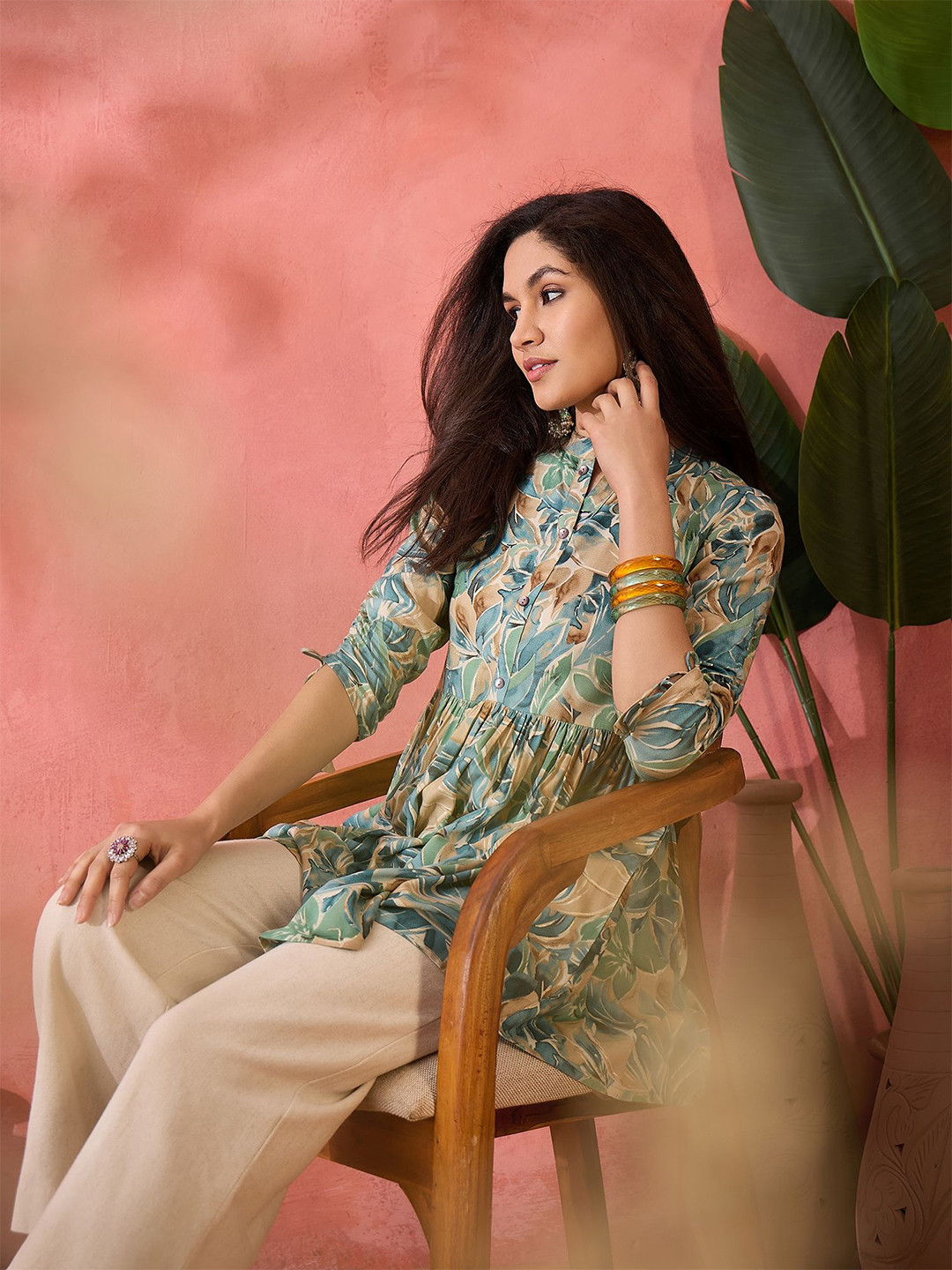 Sangria Printed Short Tops