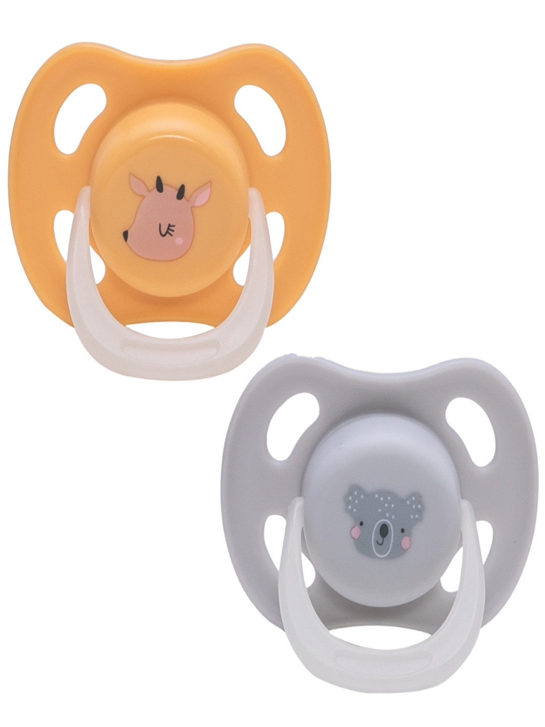 Adore Kids 2-Pcs Grey & Beige Printed Vented Pacifier BPA Free Kids Teethers