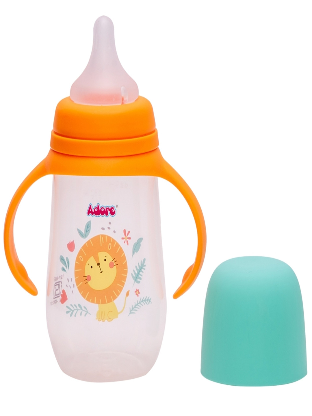 Adore White Printed Wide Neck Dual Anti-Colic Feeding Bottle With Twin Handle-250ml