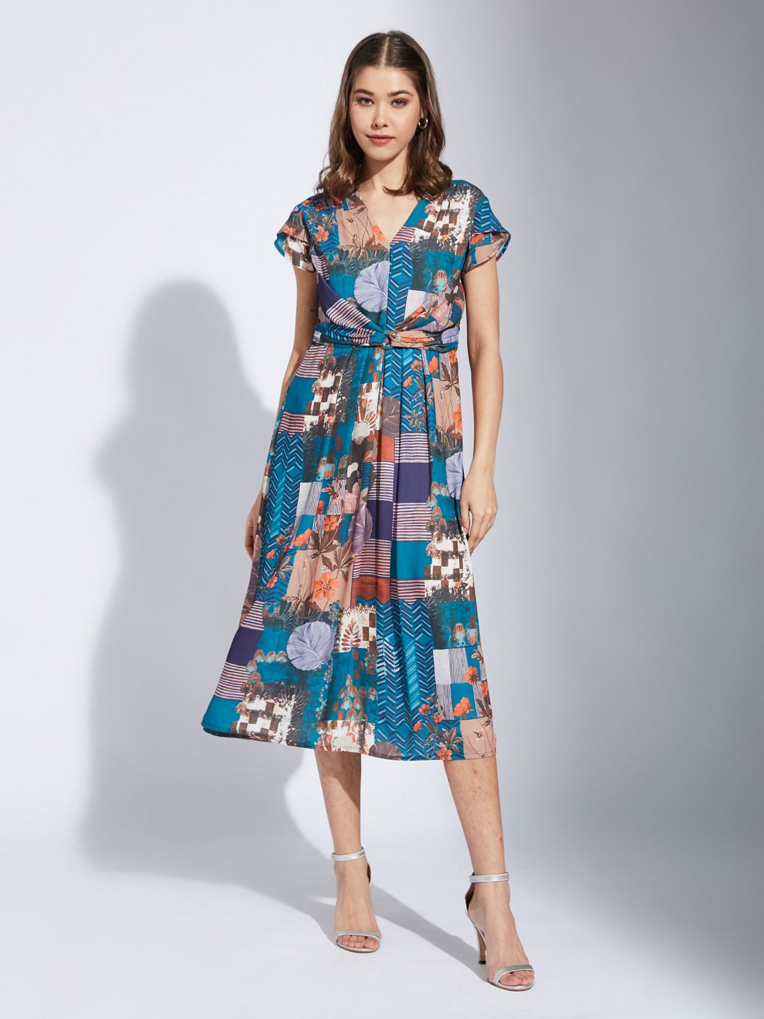 Latin Quarters Printed Fit & Flare Midi Dress