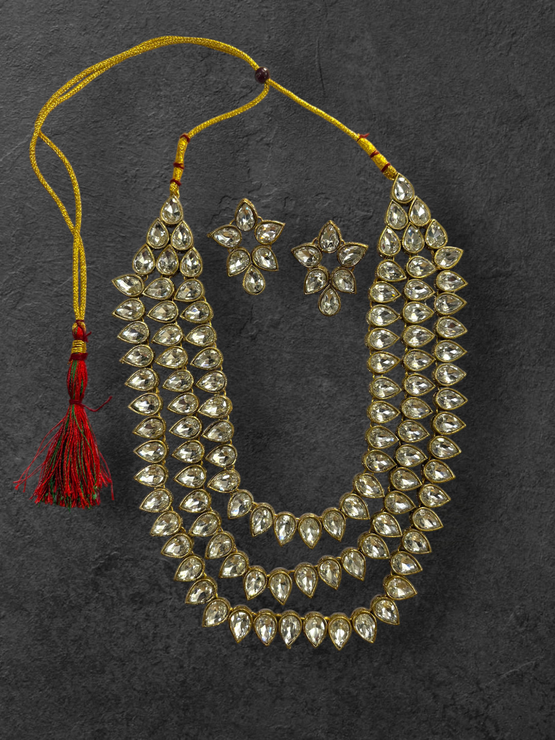 Saree Swarg Brass-Plated Kundan Studded Jewellery Set