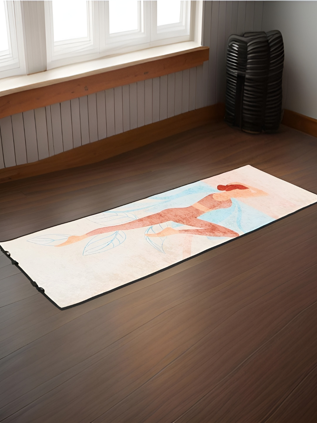 BELLA TRUE Blue & Rust Headstand Printed Yoga Mat With Carry Strap