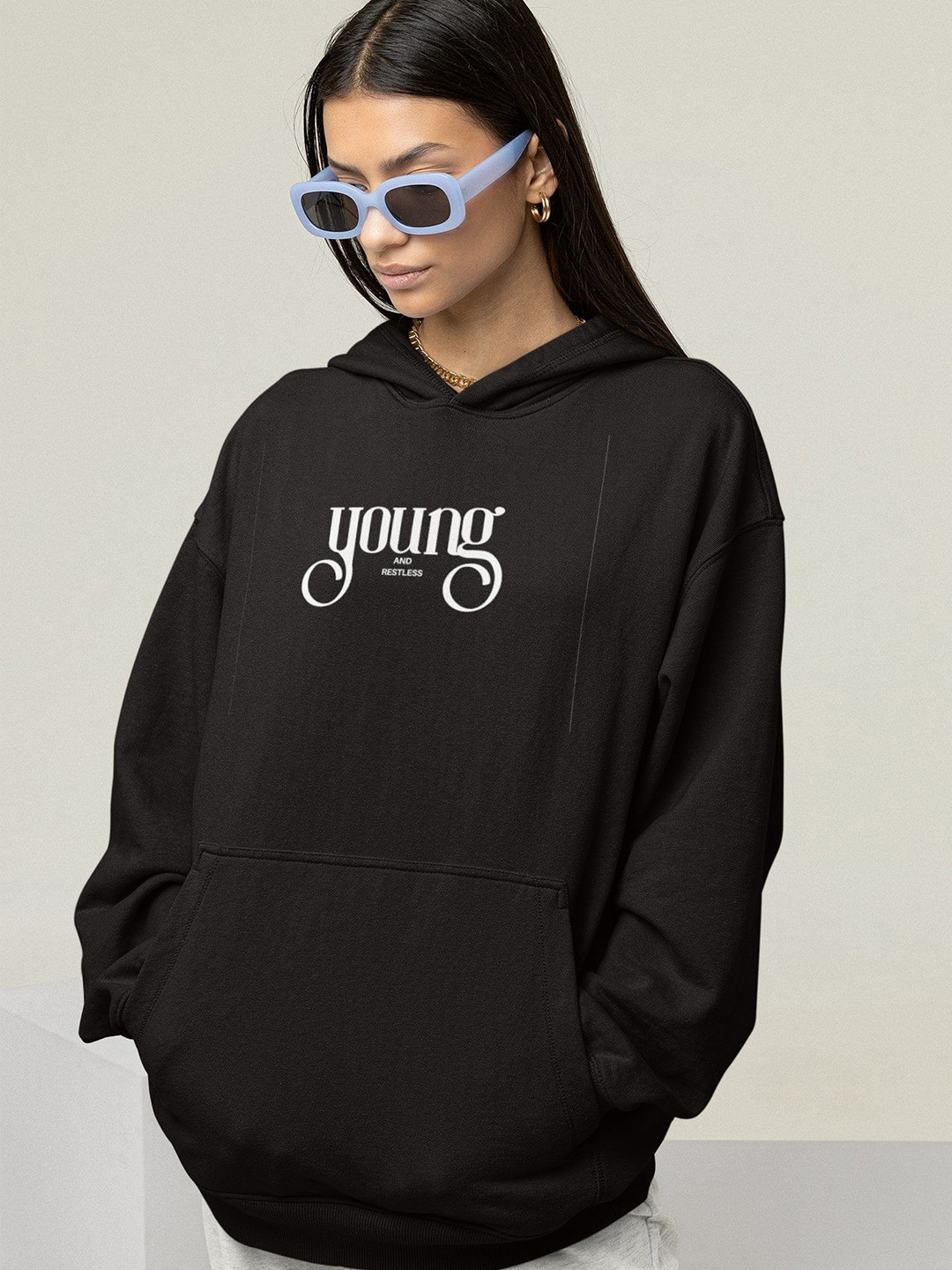 TheBTclub Men Young & Restless Printed Hooded Sweatshirt