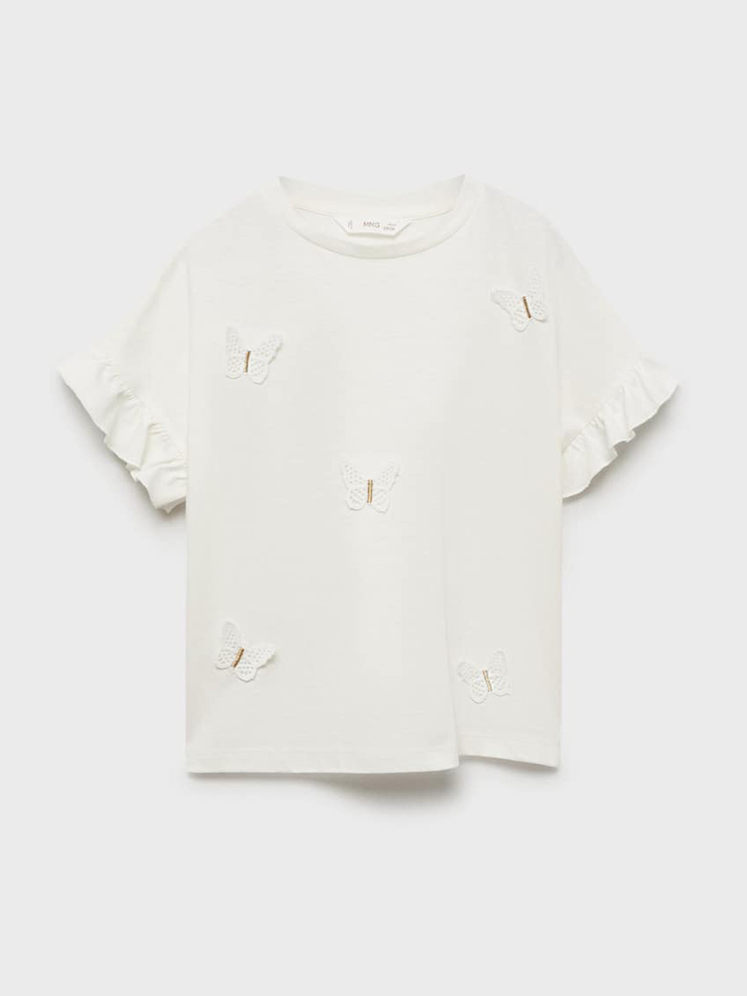 Mango Kids Girls Butterfly Pure Cotton T-shirt