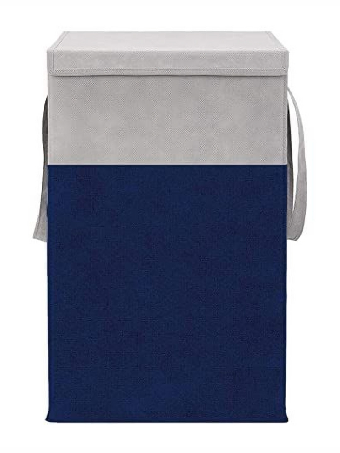 Aura Navy Blue & Grey Foldable Laundry Bag With Lid & Side Handles - 68L