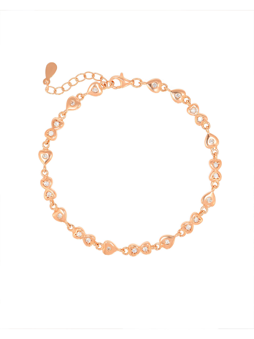 BHIMA 925 Sterling Silver Blossom Rose Gold Polish Chain Bracelet