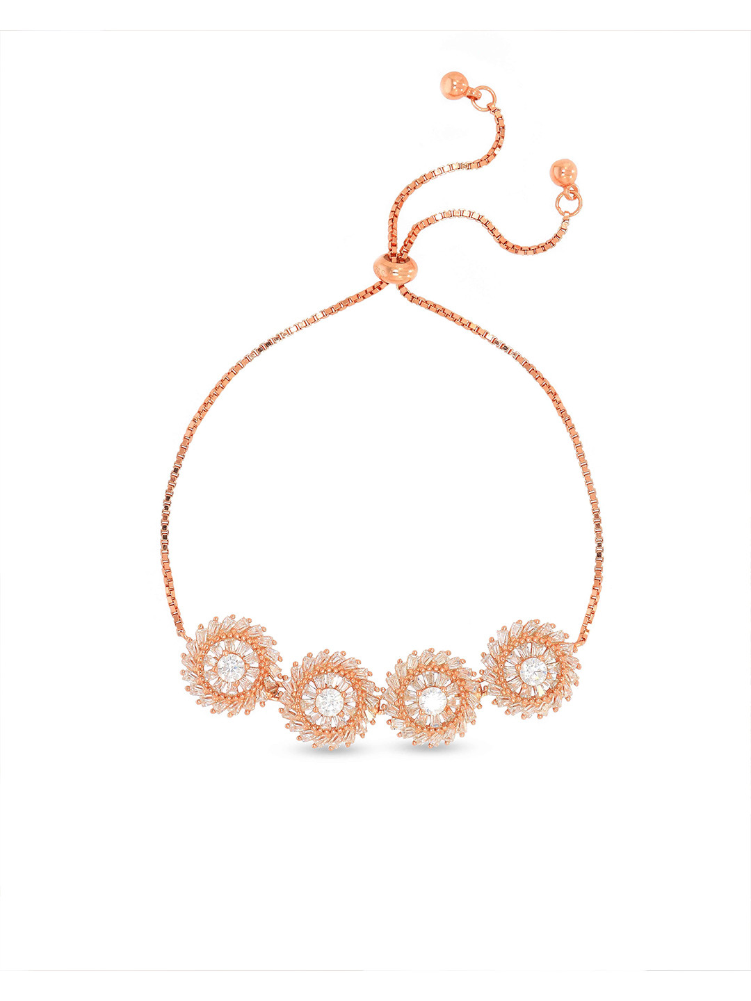 BHIMA 925 Sterling Silver Rose Allure Rose Gold Polish Flexible Bracelet