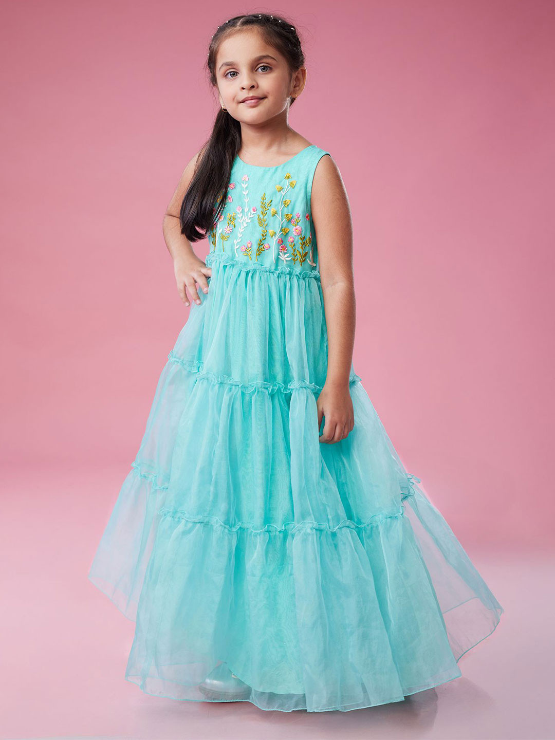 MASTARANG Kids Ethnic Embroidery At Yoke Gown