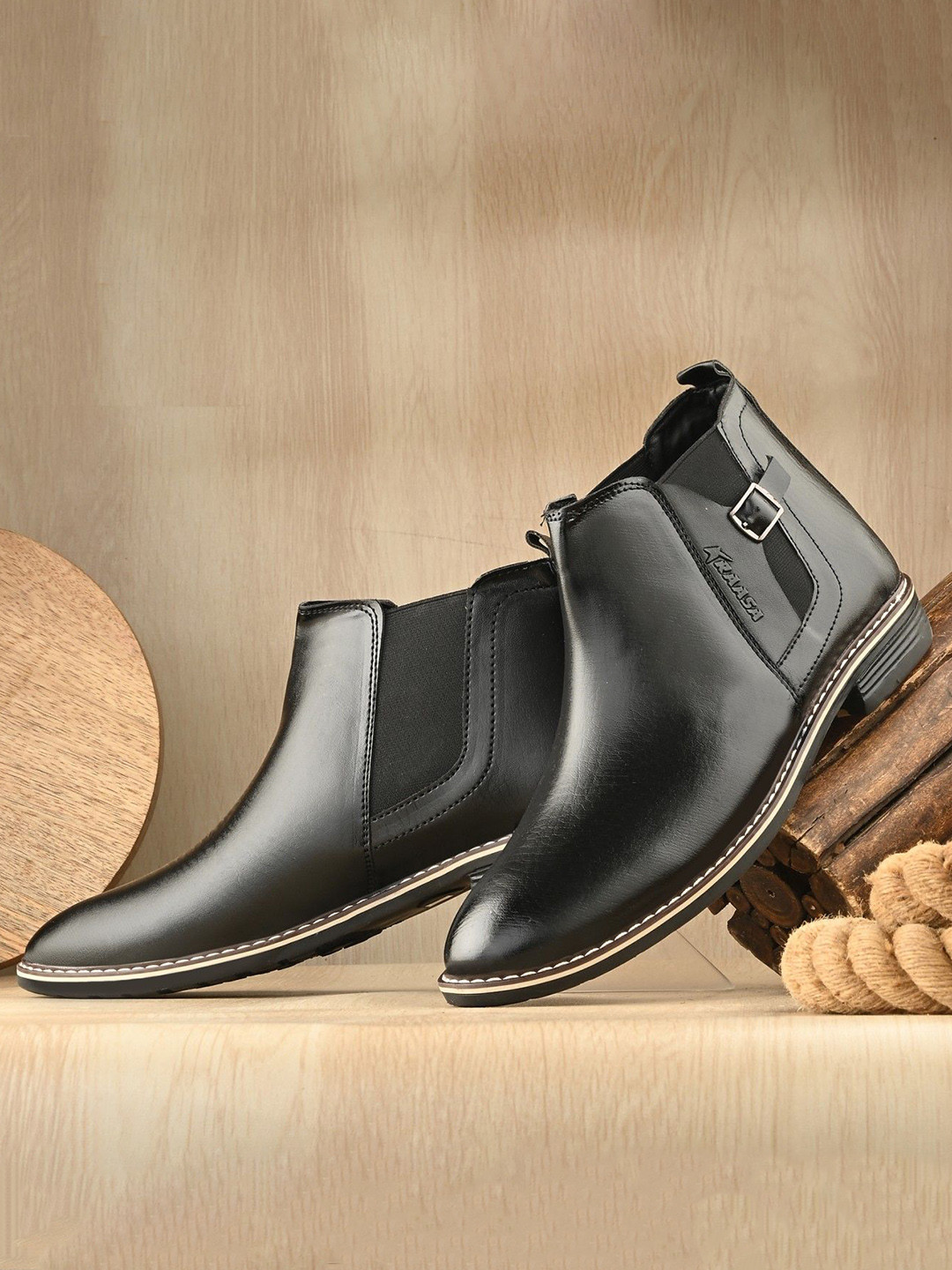 KRAASA Men Mid-Top Chelsea Boots