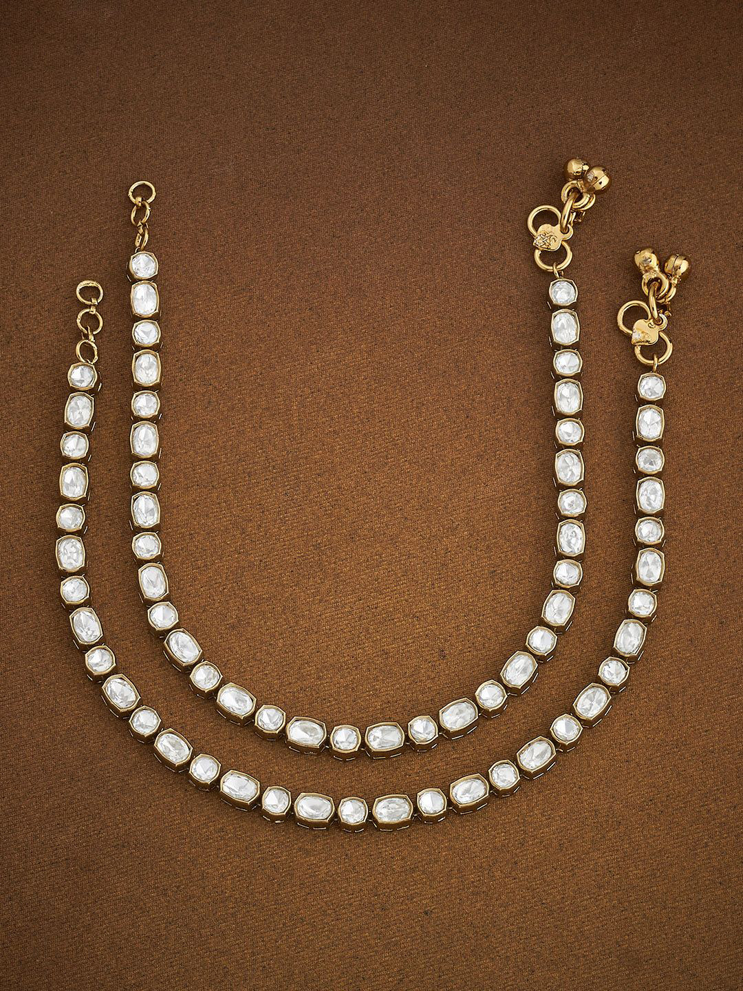 Kushal's Fashion Jewellery Embellished Bridal  White Victorian-Plated Kundan Anklet