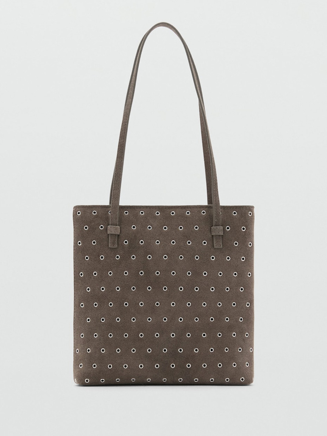 MANGO Die-Cut Design Leather Structured Shoulder Bag