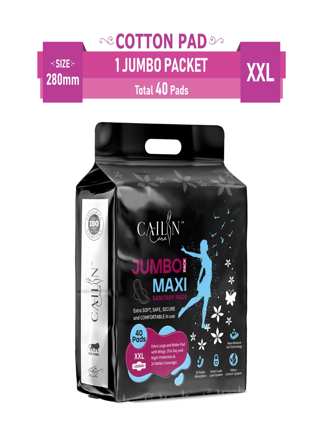 Cailin Care Soft Cotton Sanitary Pads - XXXL - 40 Pcs