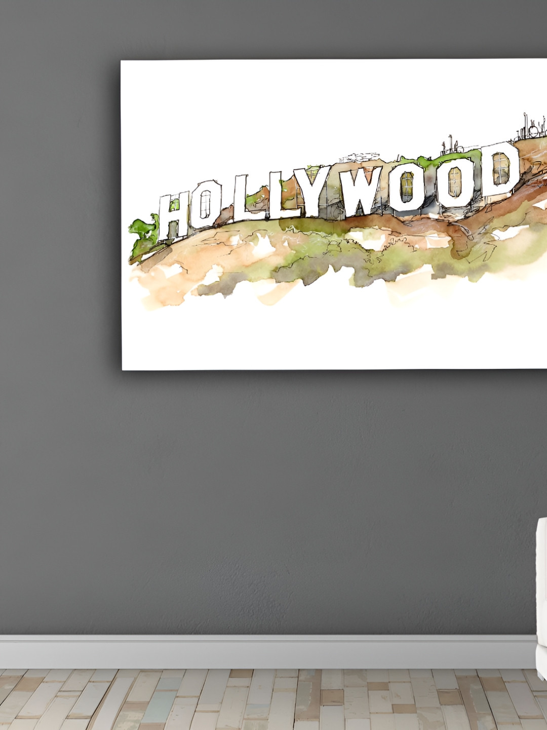 Inephos White And Brown Hollywood Los Angeles Sign Wood Wall Art
