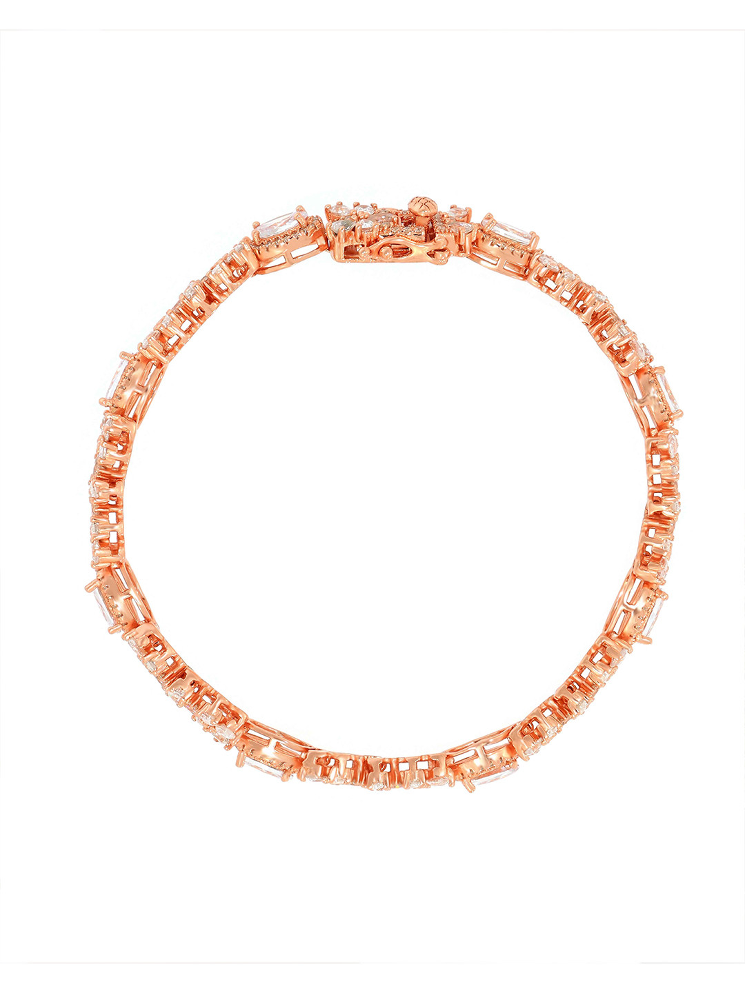 BHIMA 925 Sterling Silver Designer Signity Rose Gold Polish Chain Bracelet