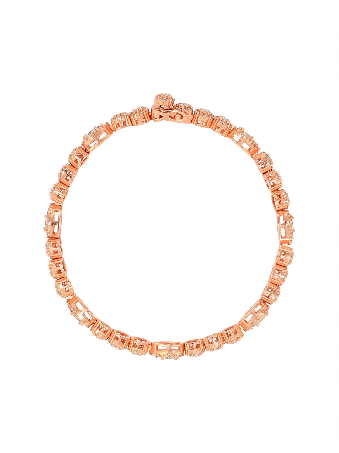 BHIMA 925 Sterling Silver Sparkled Rose Gold Polish Chain Bracelet