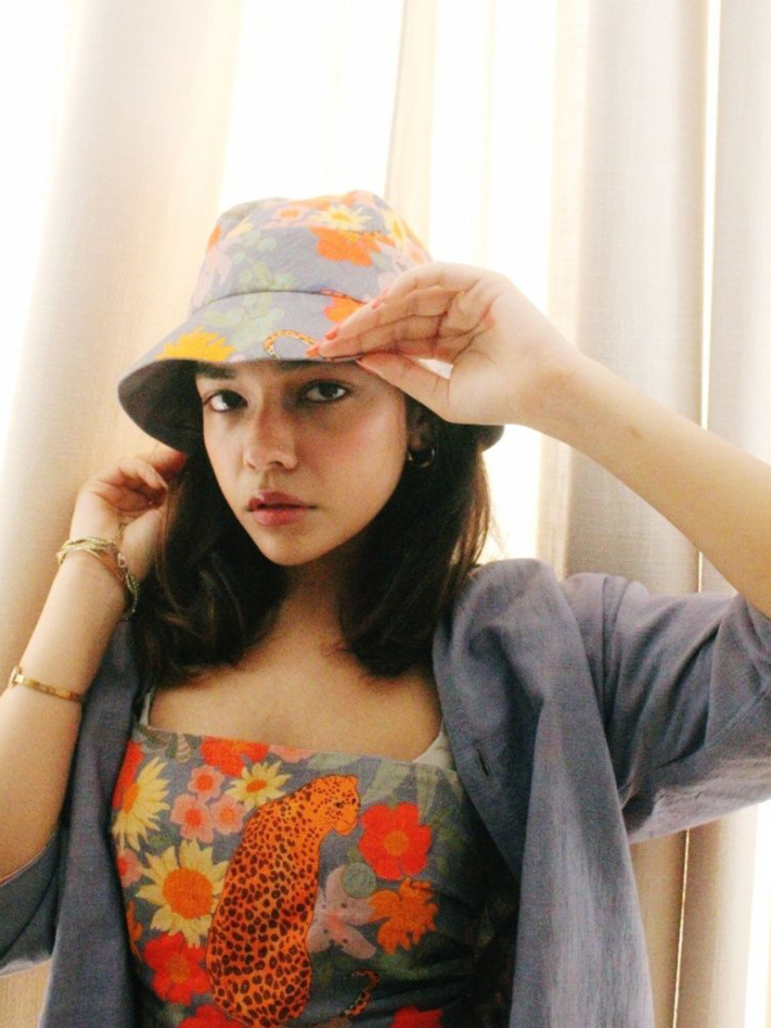 LABEL SUGAR Women Grey Self Design Bucket Hat