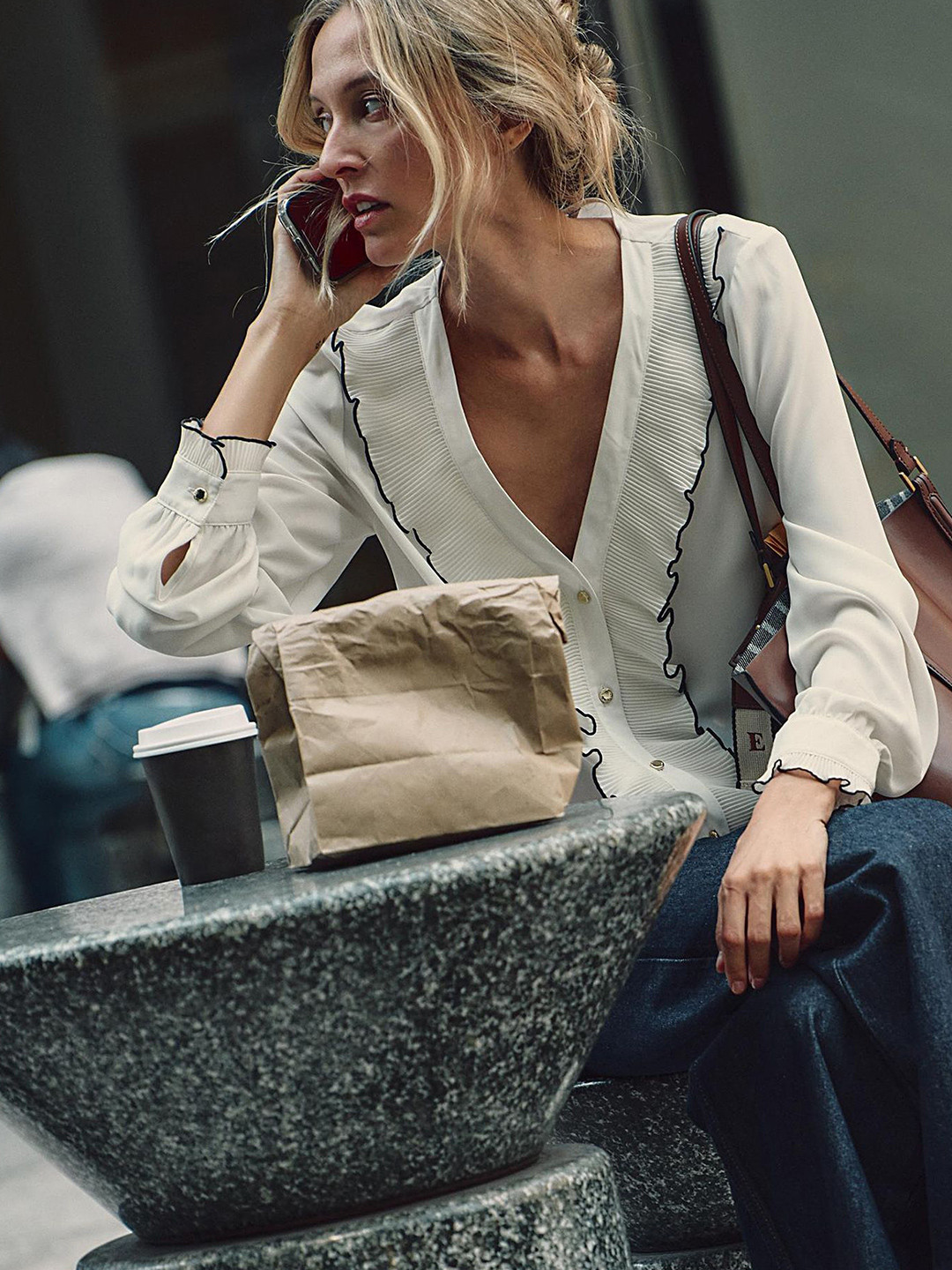 LULU & SKY Print Kimono Sleeve Styled Back Top