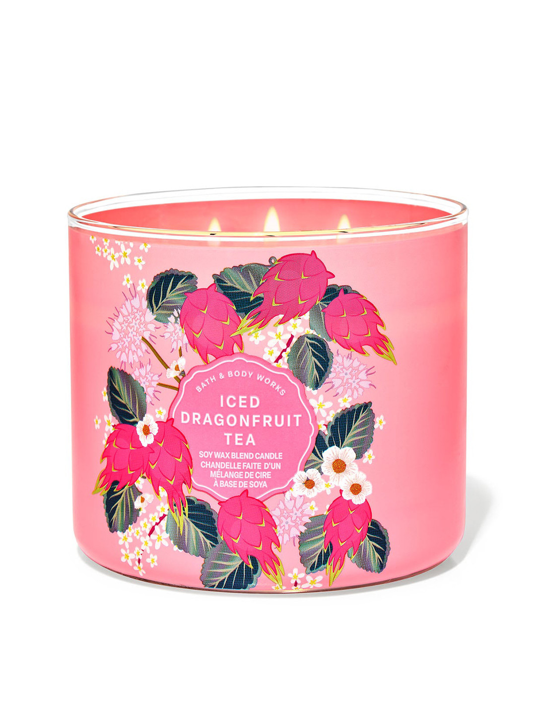 Bath & Body Works Iced Dragon Fruit 3 Wick Iced Dragon Fruit Tea Leaf Jar Candles