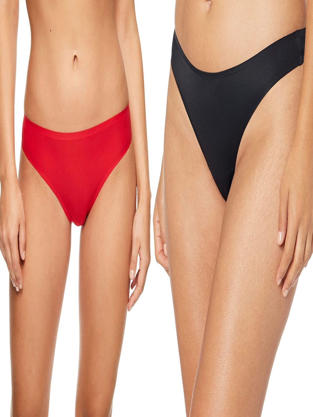 Diving Deep Pack Of 2 Cotton Low-Rise Thong Briefs THONG_BLACK& RED COMBO_S