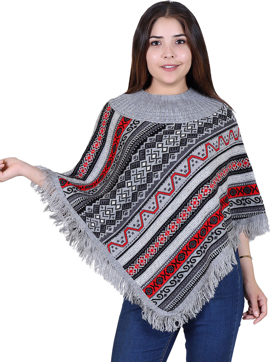 DISCOVERYLINE Women Striped Poncho