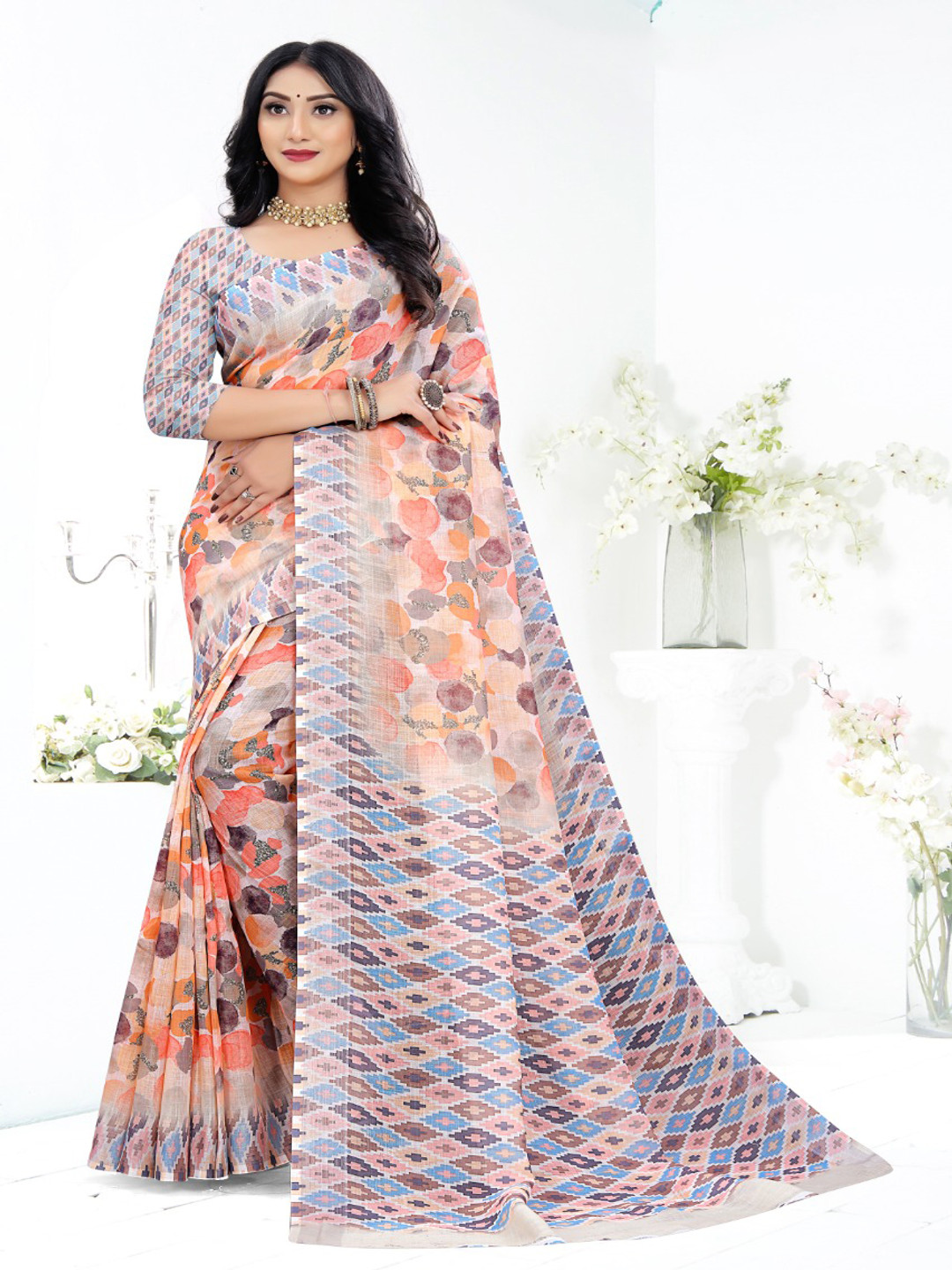 Fevinaa Linen Blend Saree