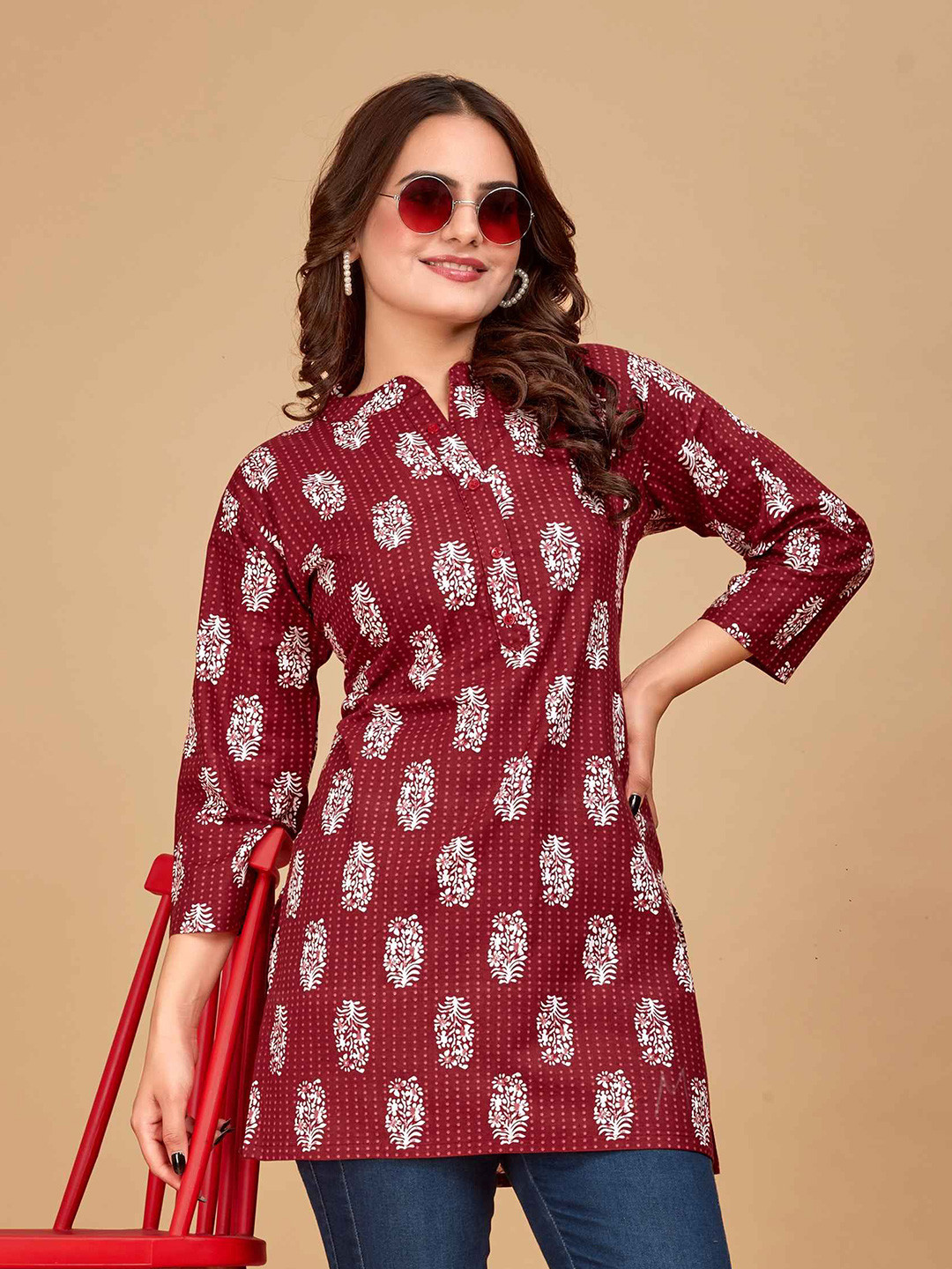 Kalavrund Creation Floral Printed Pure Cotton Kurti