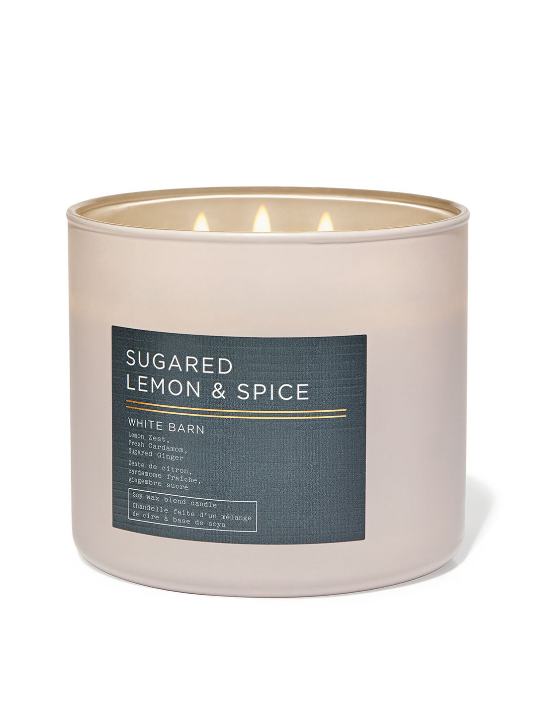 Bath & Body Works Sugared Lemon & Spice Scented 3 Wick Solid Geometric Regular Jar Candles