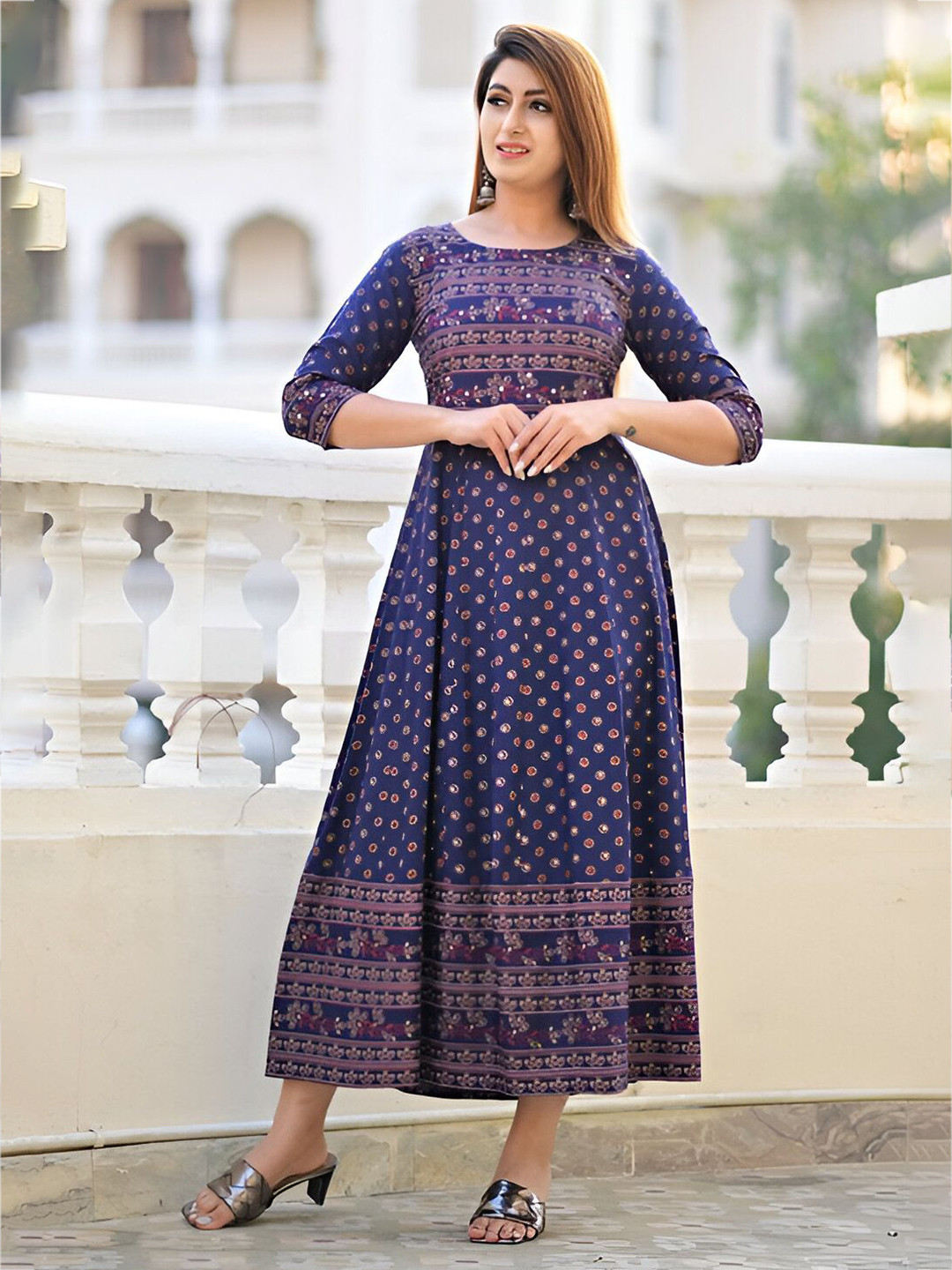 TOP 2 BOTTOM Print A-Line Maxi Dress