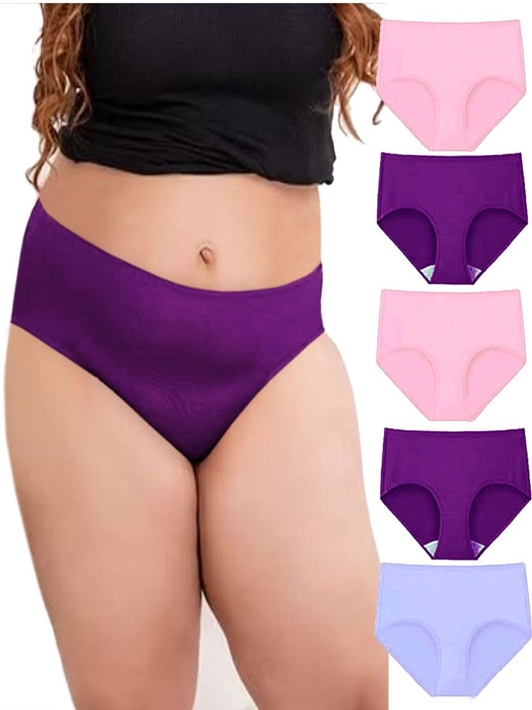 Diving Deep Pack Of 5 Cotton Hipster Briefs DD275 Purple2, BP2, 47 New Pant_ies_5 PC_XL