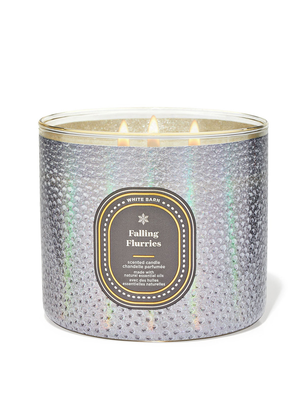 Bath & Body Works White Barn Falling Flurries Scented Scented 3-Wick Candle - 411 g