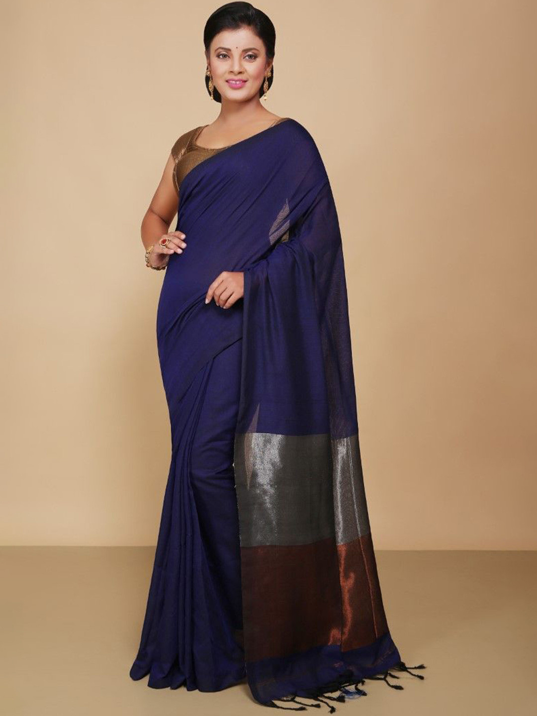 BENGAL HANDLOOM Tissue Taant Saree