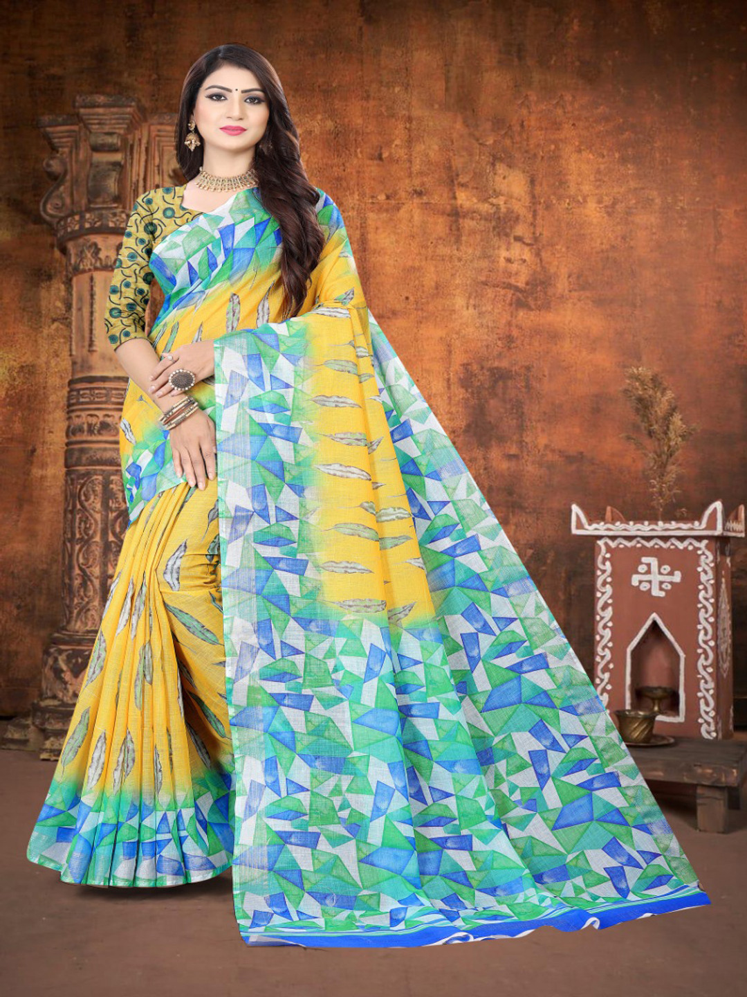 Fevinaa Linen Blend Saree