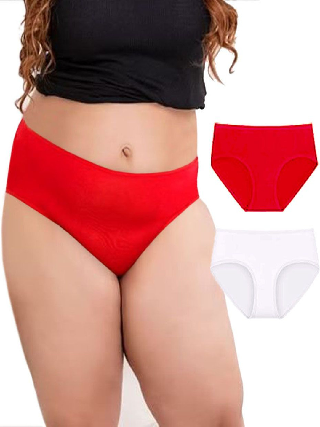 Diving Deep Pack Of 2 Cotton Hipster Briefs D156 R, W New Pant_ies_2 PC_L