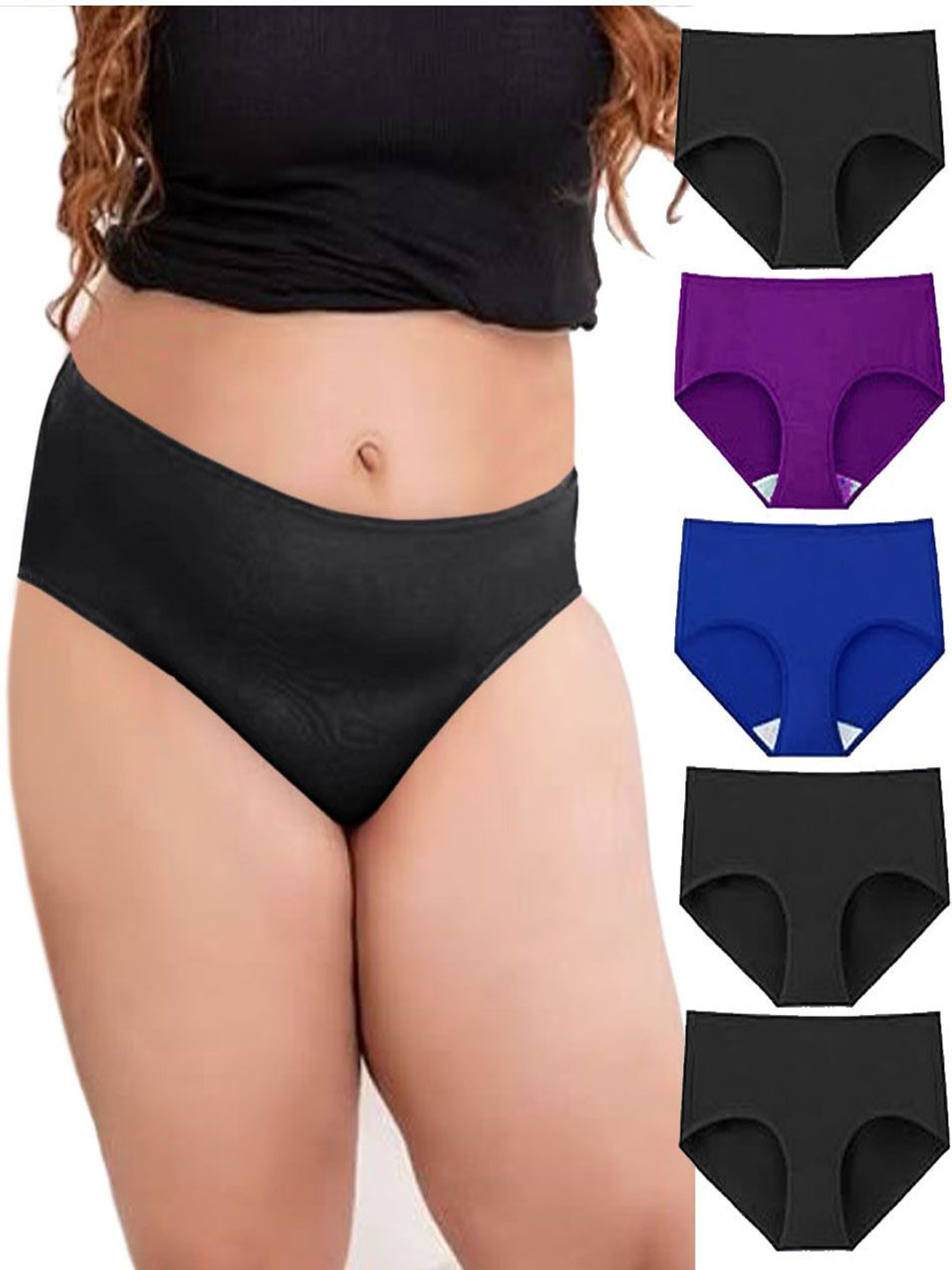 Diving Deep Pack Of 5 Cotton Hipster Briefs DD265 B3, Blue, Purple New Pant_ies_5 PC_XL