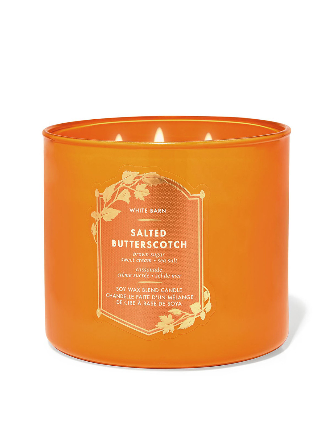 Bath & Body Works Salted Butterscotch Scented 3 Wick Solid Geometric Regular Jar Candles