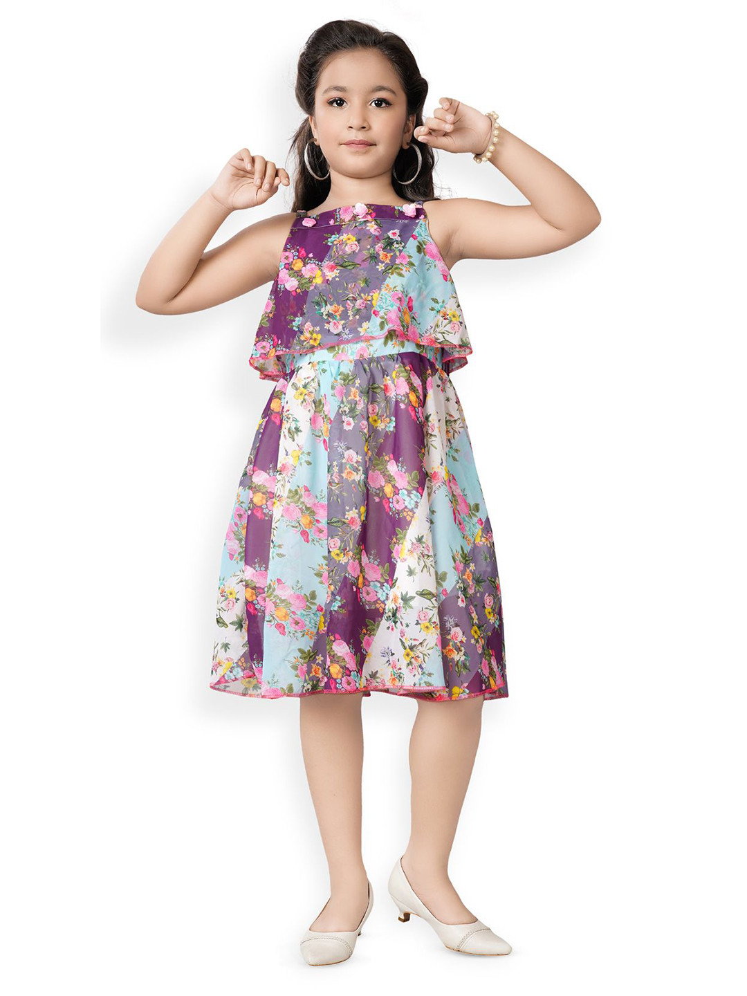 Nimit Fab Floral Print Georgette Fit & Flare Dress