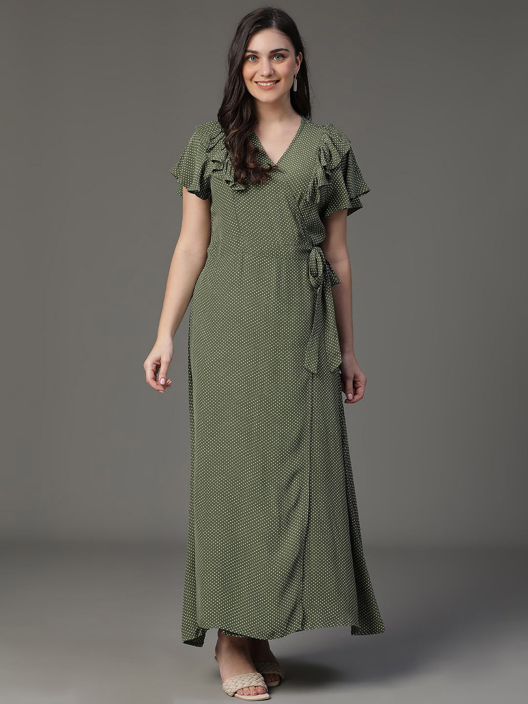 Hassu's Flutter Sleeve Maxi Dress