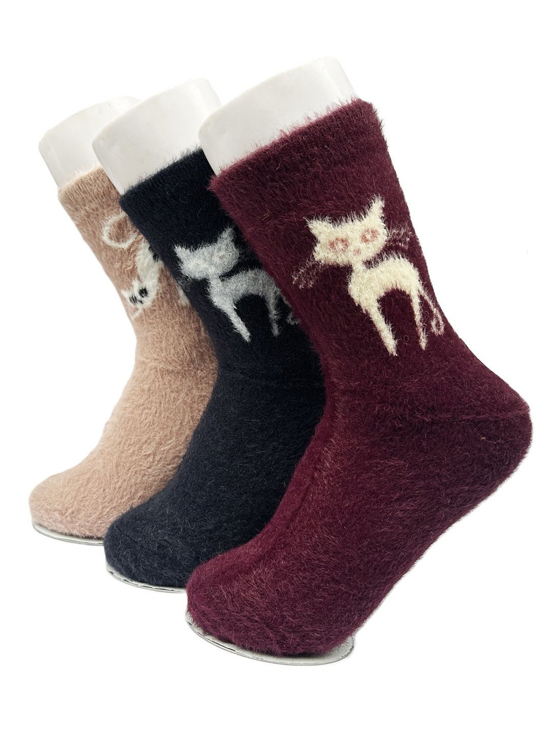 Alexvyan Women Pack of 3 Cat Fur Calf-Length Winter Woolen Warm Soft Socks