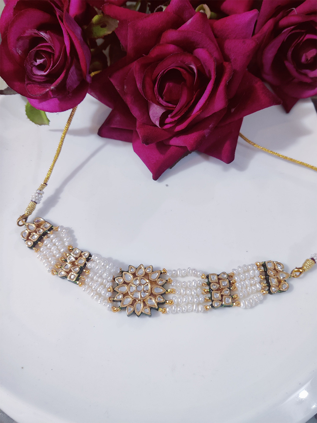 STYLE DECO Gold-Plated Kundan Stone Studded & Beaded Necklace