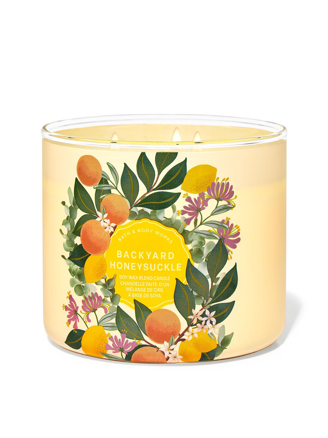 Bath & Body Works Backyard Honeysuckle 3 Wick Backyard Honeysuckle Leaf Jar Candles