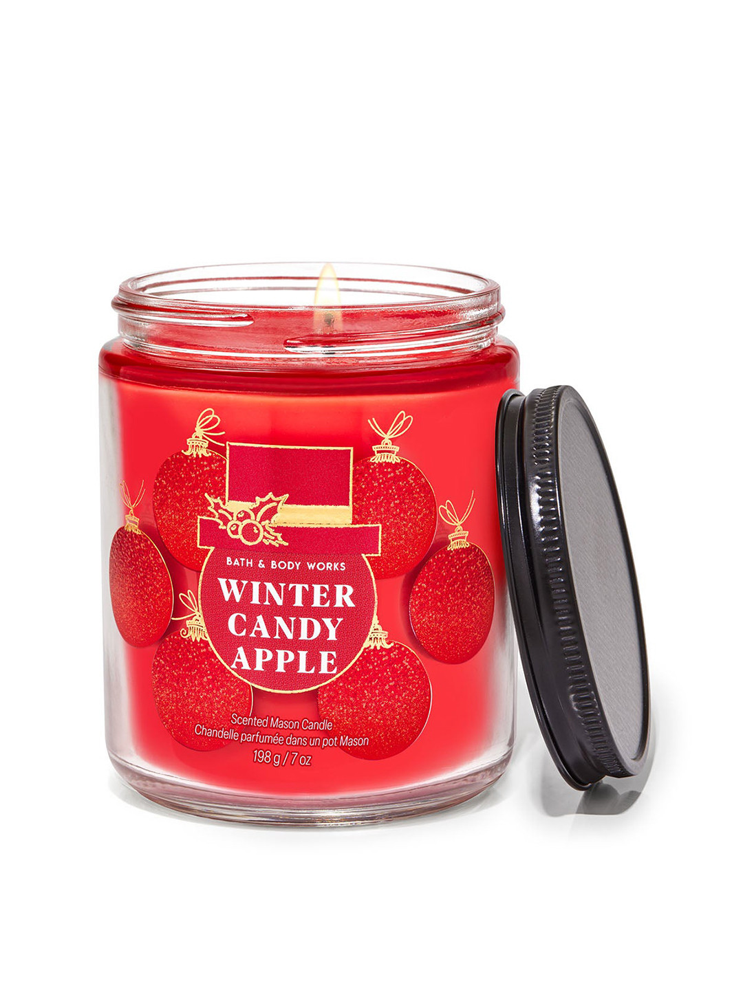 Bath & Body Works Winter Candy Apple Mason Scented Single Wick Candle - 198 g