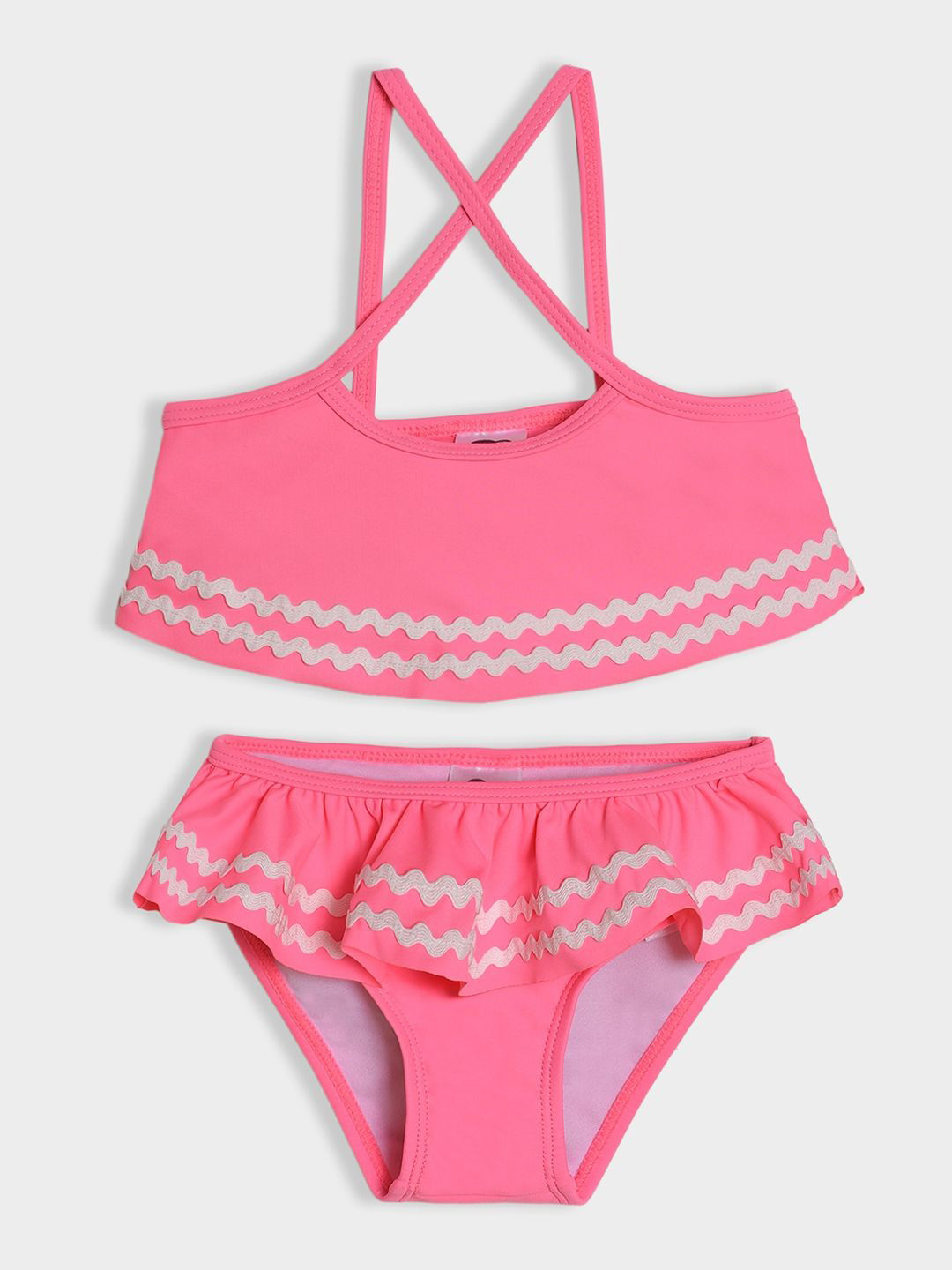 MiArcus Infant Girls Lace Work Top & Bottom Swim Set