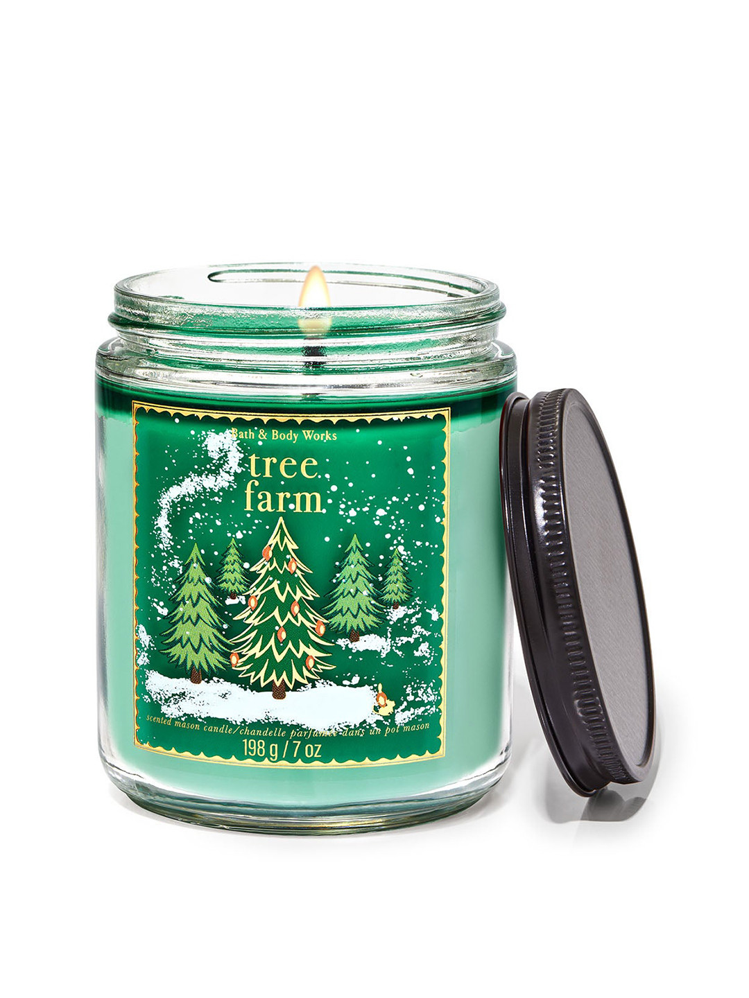 Bath & Body Works Tree Farm Scented Mason Single Wick Candle - 198 g